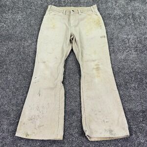 Vtg JCPenney Pants Mens 31x27 Beige Corduroy Bootcut Workwear Outdoor Pockets